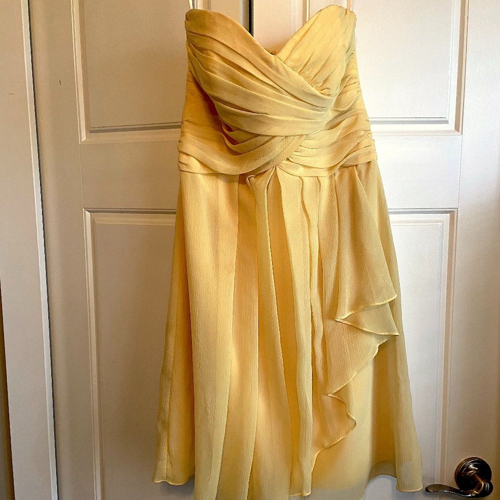 David's Bridal 》Bridesmaid Dress 》Canary Yellow Strapless